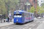 POZNAŃ (Woiwodschaft Großpolen), 29.04.2013, Wagen 703 als Tramlinie 3 nach Wilczak bei der Einfahrt in die Haltestelle Fredry