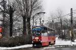 Wagen 622 der Tramwaje Śląskie S.A. in Katowice Szopienice Richtung Katowice fahrend (04.04.2013)
