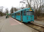GT8ZR Nr. 907 auf Linie 3 steht an der Endhaltestelle Wilczak, Poznań, Polen, 23.03.2016.