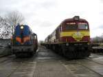 M62-2991 und M62-1145 gemietete von RAIL POLSKA durch KolTrans letztes Mal am 21.12.2008 in Płock. Links steht eine T448P-155 gemietete von TRANSCHEM.  