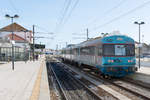 Zug Nr. 0456 im Bf Faro. Diesel-Triebzug fährt als Regionalzug 5711 der Linha do Algarve nach Vila Real de Santo António | Sonntag 17.11.2019