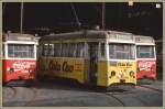 Coca Cola Trams im Depot an der Rua da Junqueira in der Nhe der Ponte 25 de Abril. (Archiv 06/92)