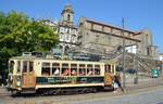 Historische Straßenbahn Porto am 07.09.2018 an der Endhaltestelle im Stadtzentrum.