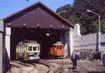 Porto Tw 134 und Atw 76 im Depot Massarelos an der Rua da Restaurao, 14.09.1990.