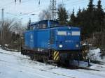 PRESS Eisenbahn-Bau- und Betriebsgesellschaft Pressnitztalbahn mbH 346 020-3 f�hrt momentan f�r den Rostocker Fracht-und Fischereihafen.Aufgenommen am 21.02.10 im Bahnhof Rostock-Bramow.