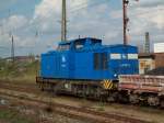 PRESS Eisenbahn-Bau- und Betriebsgesellschaft Pressnitztalbahn mbH 204 013-3 der PRESS wartet mit ihrem Alt-Schotterzug auf Ausfahrt
