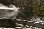 Presnitztalbahn Die s�chsische IK No 54 ist am 17.10.09 im dichten Schneetreiben zwischen Schmalzgrube und Steinbach unterwegs.