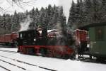 Presnitztalbahn 99 1542 verl�sst mit ihren Planpersonenzug Schmalzgrube Richtung Steinbach.03.01.10.