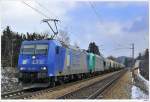 LTE 185.528 + 185.576 mit dem 47197 bei Pressbaum; 7.3.2010. ...