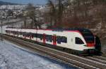 RABe 523 018-0 verl�sst am 3.2.12 Bossi�re.  ...