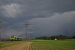 NINA 16 fl�chtet am 26.05.20140 bei Kiesen vor einem Gewitter. ...