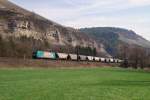 Rail4Chem Eisenbahnverkehrsgesellschaft mbH 185 542 (R4C) mit Getreidezug bei Karlstadt (Main) - 24.03.2010