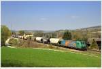 185.541 mit dem LTE-Getreidezug 47197 Richtung He; Hofstatt, 17.4.2010.  ...