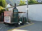 RB Rigi Bahnen RB - Im Bahnhof Vitznau abgestellt eine Atrappe der Lok 7 mit dem Hinweiss '  Sie f�hrt wieder im Sommer 2009 '  Bild vom 07.09.2009