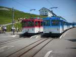 RB Rigi Bahnen Station Rigi Kulm 1800m,Endstation f�r die Rigi Bahnen aus Vitznau(rot)
und Arth Goldau(blau) 06.07.2010