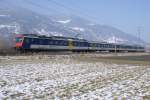 RBDe 560 104-2 f�hrt am 14.2.10 von Igis Richtung Zizers. ...