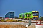 RBG Regental Bahnbetriebs-GmbH RB von Plattling nach Bayerisch Eisenstein am 21.07.2010 kurz vor Deggendorf Hbf. Im Hintergrund kann man die neue Br�cke erkennen.