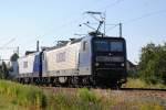 RBH Logistics GmbH 143 874-6 und Schwesterlok RBH am 14.07.2010 bei Woltorf 