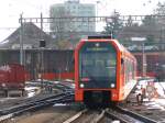 RBS Regionalverkehr Bern-Solothurn rbs - Triebzug RABe 4/12 21 bei der einfahrt im Bahnhof Solothurn am 21.02.2010