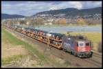 Re 421 421 390 passiert am 5.3.2007 Gro�sachsen-Heddesheim mit einem Autozug nach S�den und konnte gerade im richtigen Moment, als sich der Himmel kurz �ffnete, abgelichtet werden. 