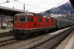 Re 4/4 II 11140 wartet am 17.2.10 in Brig auf ...