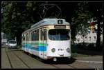 rnv-oeg-heidelberg-ludwigshafen-mannheim Wagen 125 bef�hrt gerade die Schleife Ebertpark. Aufgenommen am 18.06.10.