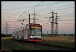 rnv-oeg-heidelberg-ludwigshafen-mannheim Triebwagen 209 am fr�hen Morgen des 19. Juli 2010 zwischen Wallstadt und Heddesheim. 