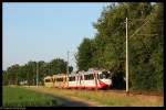 rnv-oeg-heidelberg-ludwigshafen-mannheim Ein Zugverband, bestehend aus 4111 und 4115 am fr�hen Morgen des 19. Juli 2010 bei Whm-L�tzelsachsen.