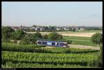 rnv-oeg-heidelberg-ludwigshafen-mannheim Wagen 4124 konnte am 19. Juli 2010 zwischen Leutershausen und Gro�sachsen abgelichtet werden.