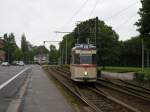 rostock Ausfahrt aus der Schleife 'Platz der Jugend'. Gotha-Gelenktriebwagen hat hier nach einer Sonderfahrt gewendet.
Rostock, 01.06.2010