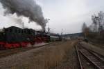 rottweil Rottweil 29.11.2009 Parallelausfahrt der 75 1118 Ulmer Eisenbahnfreunde und der 50 3501 Dampflokwerk Meiningen.