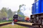 Rugensche Baderbahn - Rasender Roland 99 4011 hat aus G�hren kommend den Bf Putbus erreicht am 22.05.2010