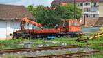 Gleisbaumaschinen abgestellt im Bahnhof Sibu am 29.07.2018.