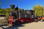 Diese Dampflokomotive (Schmalpur) steht am Eingandg der Bahnausstellung Viseu de Sus am Endbahnhof der Wassertalbahn.