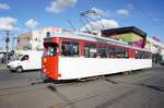 Rumänien / Straßenbahn (Tram) Arad: Duewag GT6 - Wagen 132 (ehemals Ludwigshafen, ehemals Mannheim) der Compania de Transport Public SA Arad (CTP Arad SA), aufgenommen im März 2017 im