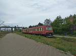 Triebwagen 97-0563-3 stand abgestellt am 13.05.2017 in Bahnhof Roman.