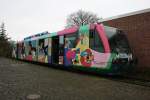 Rurtalbahn GmbH Rurtalbahn 6.008.1 mit einem Kunstwerk von Otmar Alt.
Aufgenommen auf dem �PNV Tag am 6.12.2009 in Kaldenkirchen.