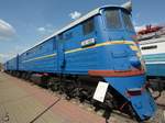 Die Diesellokomotive ТЭ7-080, ausgestellt im Eisenbahnmuseum am Rigaer Bahnhof von Moskau (Mai 2016)