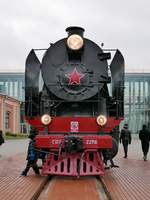 Gueterzug-Dampflok CO17-2286 im Russischen Eisenbahnmuseum in St. Petersburg, 4.11.2017
