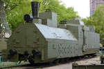Die gepanzerte Dampflokomotive 0в 5067 im Zentralmuseum der Russischen Streitkräfte.