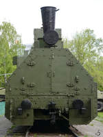 Die gepanzerte Dampflokomotive 0в 5067 im Zentralmuseum der Russischen Streitkräfte. (Moskau, Mai 2016)