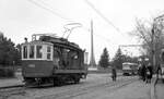 Moskau Tram__ATw 3123 und T3SU vor dem  Denkmal für die Eroberer des Weltraums  ( Sputnik-Denkmal ) von 1964.__10_1977