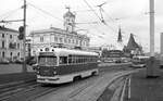 Moskau Tram__MTW-82A Nr.1317 und 2322 am 'Platz der 3 Bahnhöfe' vor dem Leningrader Bahnhof.__10_1977