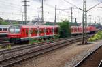 S-Bahn Nurnberg Dieser S-Bahntriebzug wurde am 24.07.10 von einer BR 143 aus der Abstellanlage gezogen. Er hat auf beiden Seiten einen Steuerwagen.
