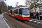 S-Bahn Zurich Be 4/6 62 f�hrt am 13.3.10 in der Station Rehalp ein. Da der Zug hier wendete, kam er auf dem „falschen“ Gleis an.