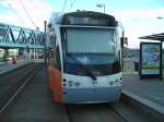 Hier ist die Saarbahn am Saarbr�cker-R�merkastel zu sehen. Die Aufnahme ...