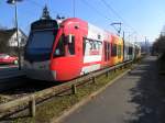 Saarbahn mit Werbung f�r den Saarl�ndischen Rundfunk. Das Foto habe ...