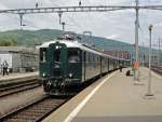 SBB Historic Der Shuttlezug Olten Bhf - Olten Depot am 08.05.10 bildete die Re 4/4' 10001 mit 2 B-Leichtstahlwagen und einem BDt.