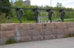 Denkmal zur Errichtung der Erzbahn beim Bahnhof Kiruna wurde am 30 July 2008 aufgestellt.