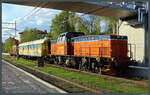 Ein Messzug der Infra Nord legt am 22.05.2023 im Bahnhof Östersund eine Pause ein.